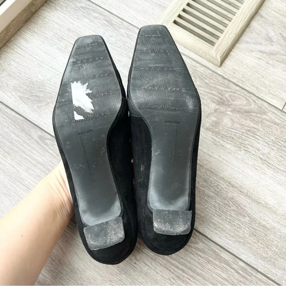 Stuart Weitzman Kitten Heel Suede Leather Square Toe Pumps - Picture 13 of 15